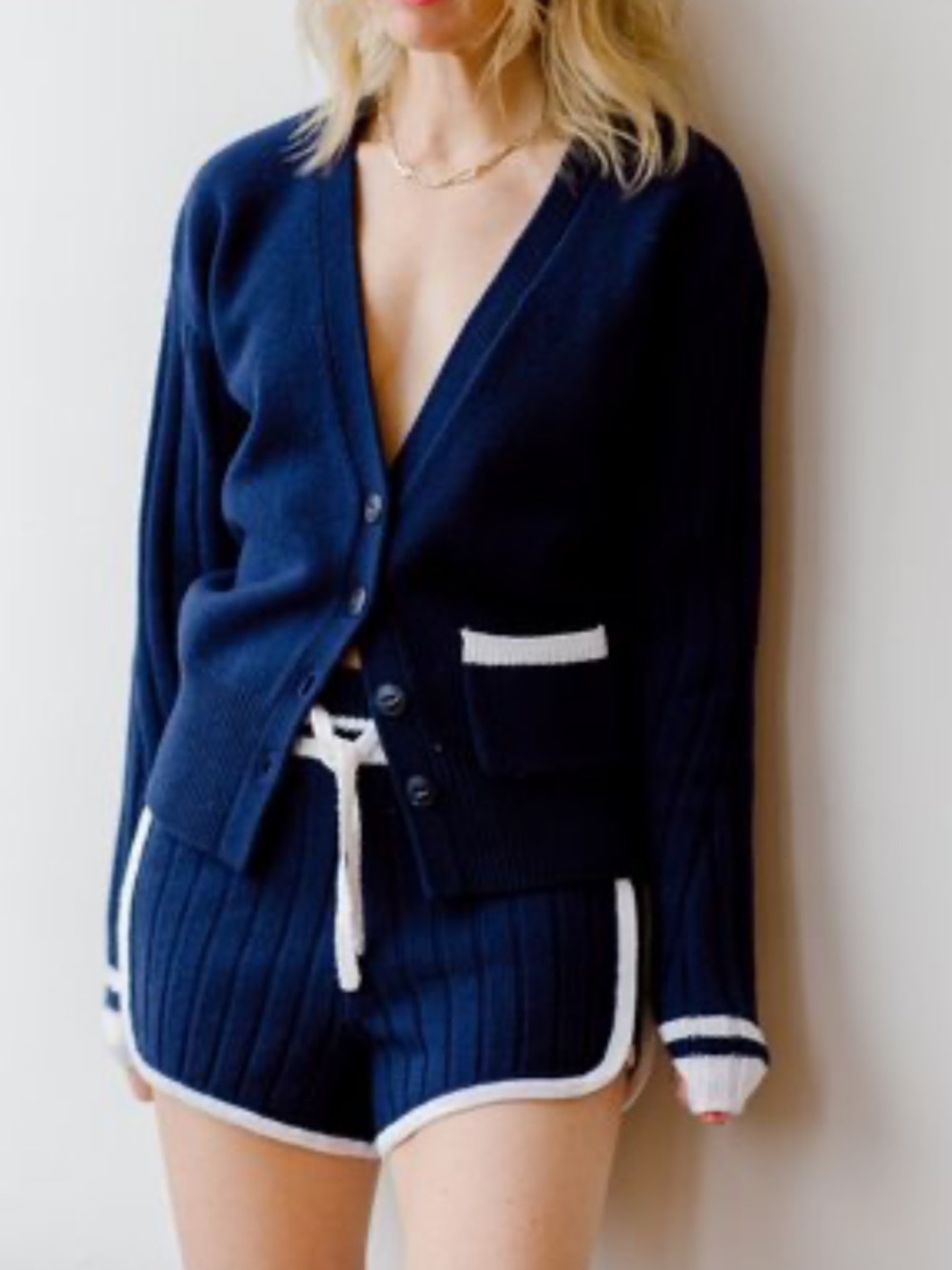 RAG & BONE Navy and White Knit Shorts size S